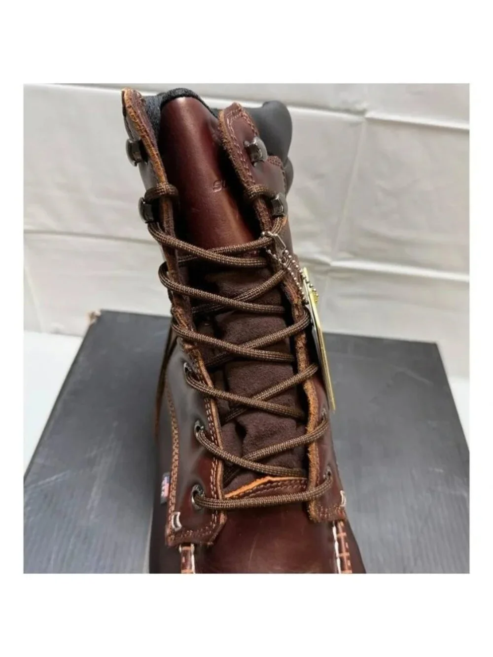 sureway Heavy Duty Soft Toe Full Grain Leather Work Boots Red Wine Size 8.5 NEW